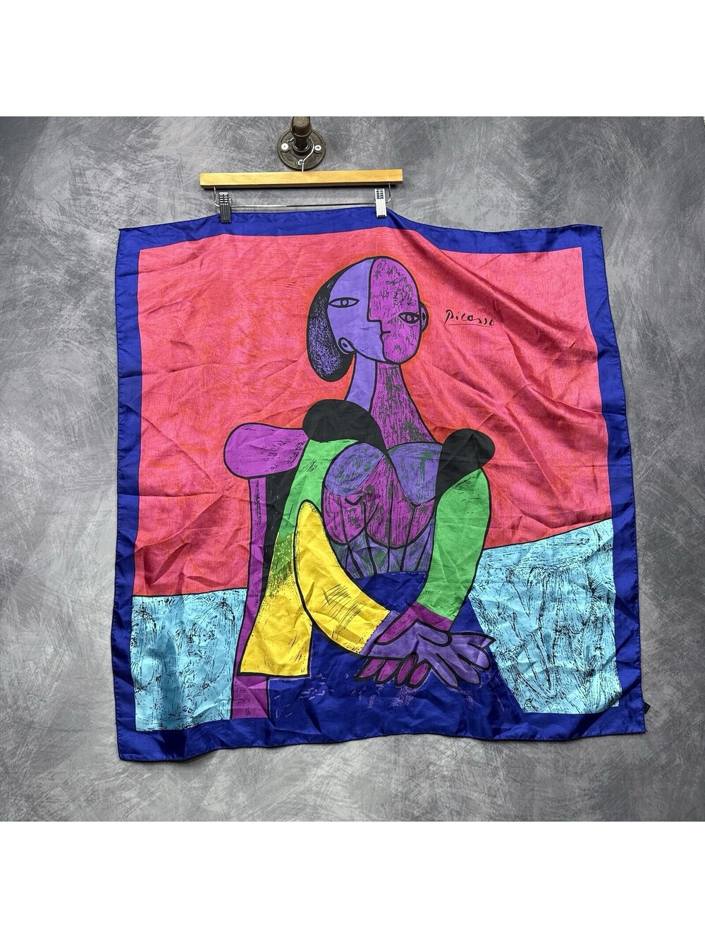 Picasso Sunkyung Sa Scarf Cubist Abstract Portrait 34 x 34 Silk Multicolor